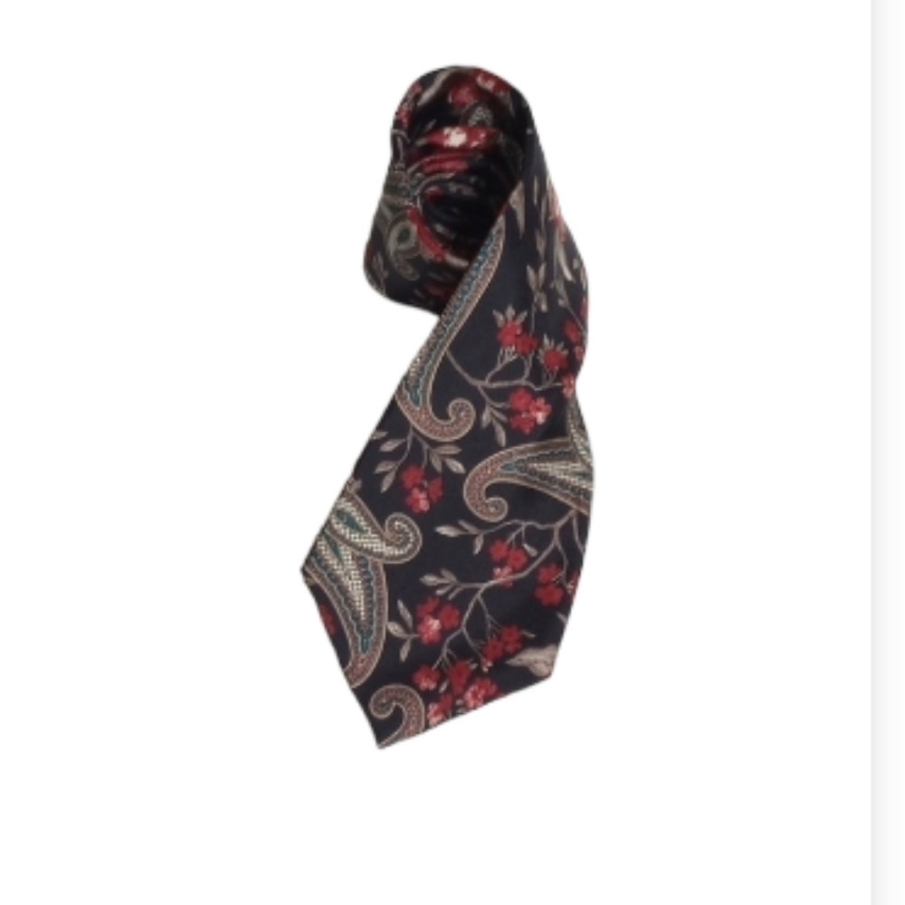 Mikael Collection York Black and Red Paisley Floral Tie 58 x 4
